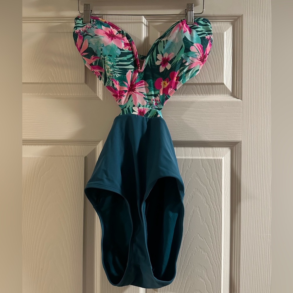 Gianni Bini Floral and Teal Swimsuit